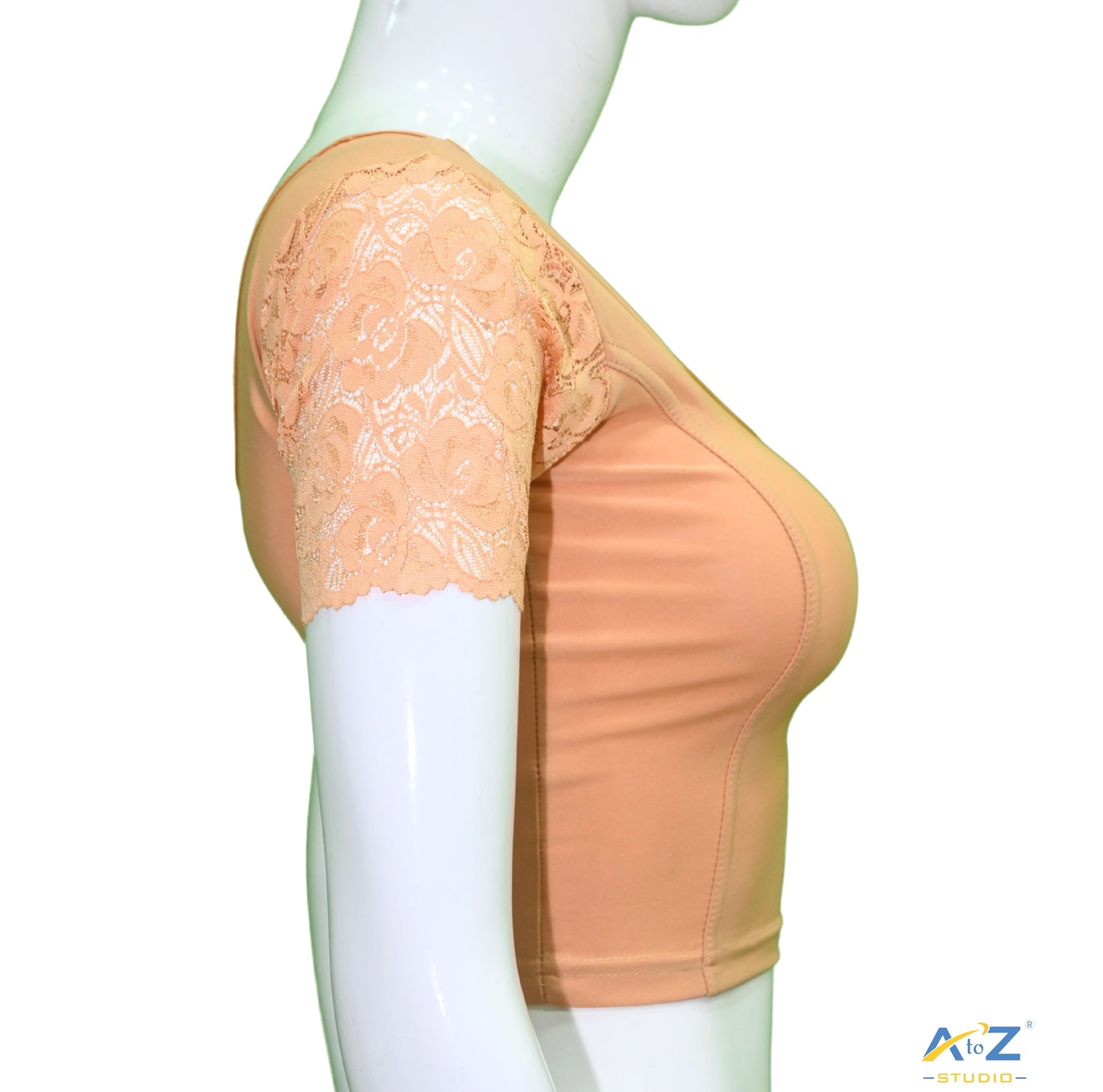 Dark Cream  Polyester Lycra Net Short Sleeves