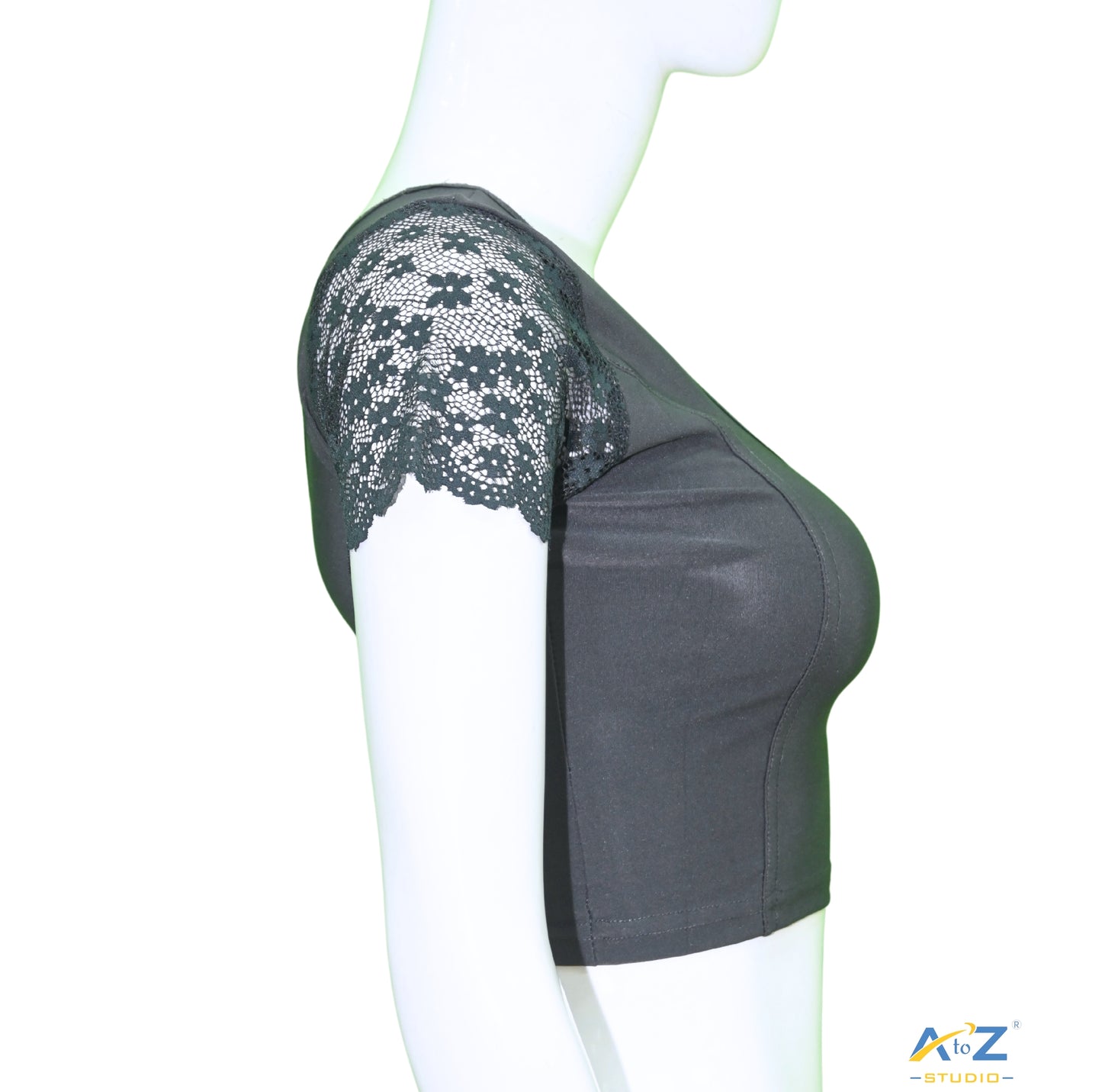 Dark Grey Polyester Lycra Net Short Sleeves