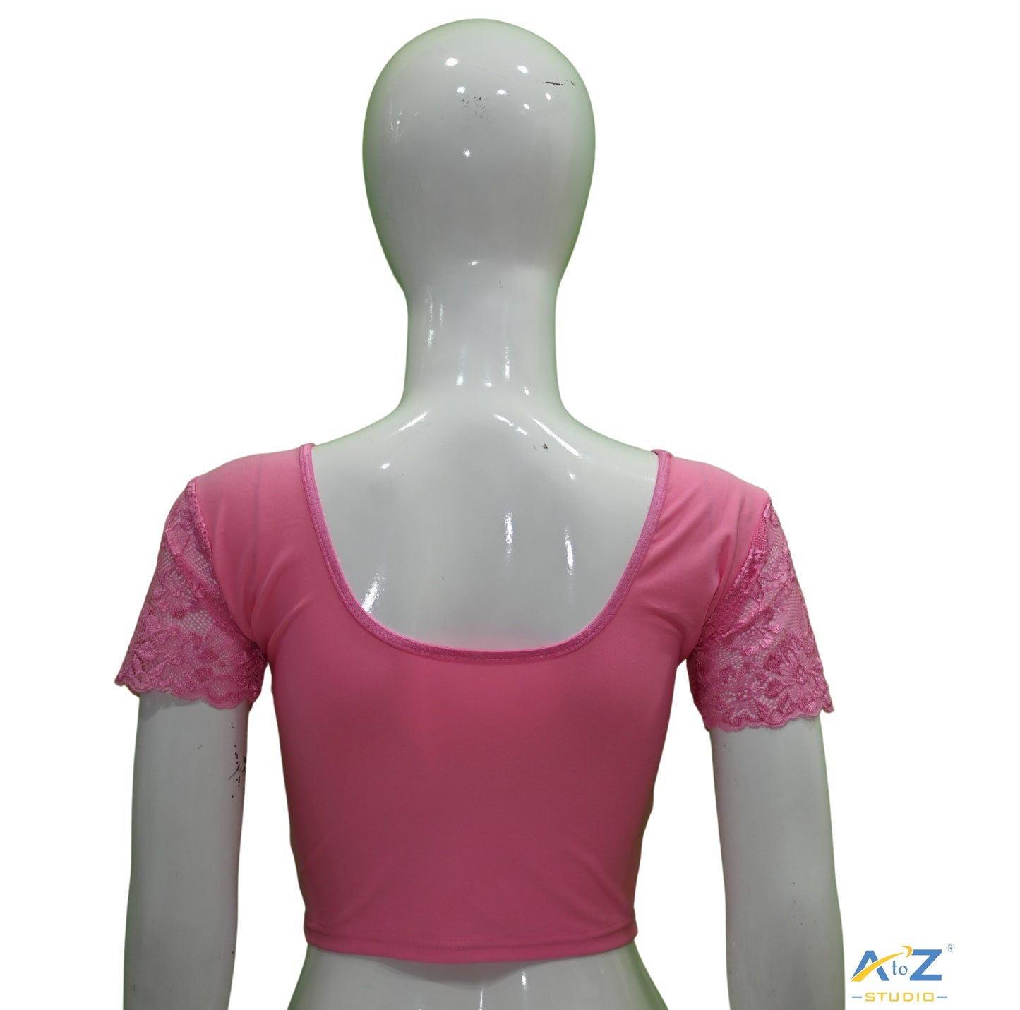 Pink Polyester Lycra Net Short Sleeves