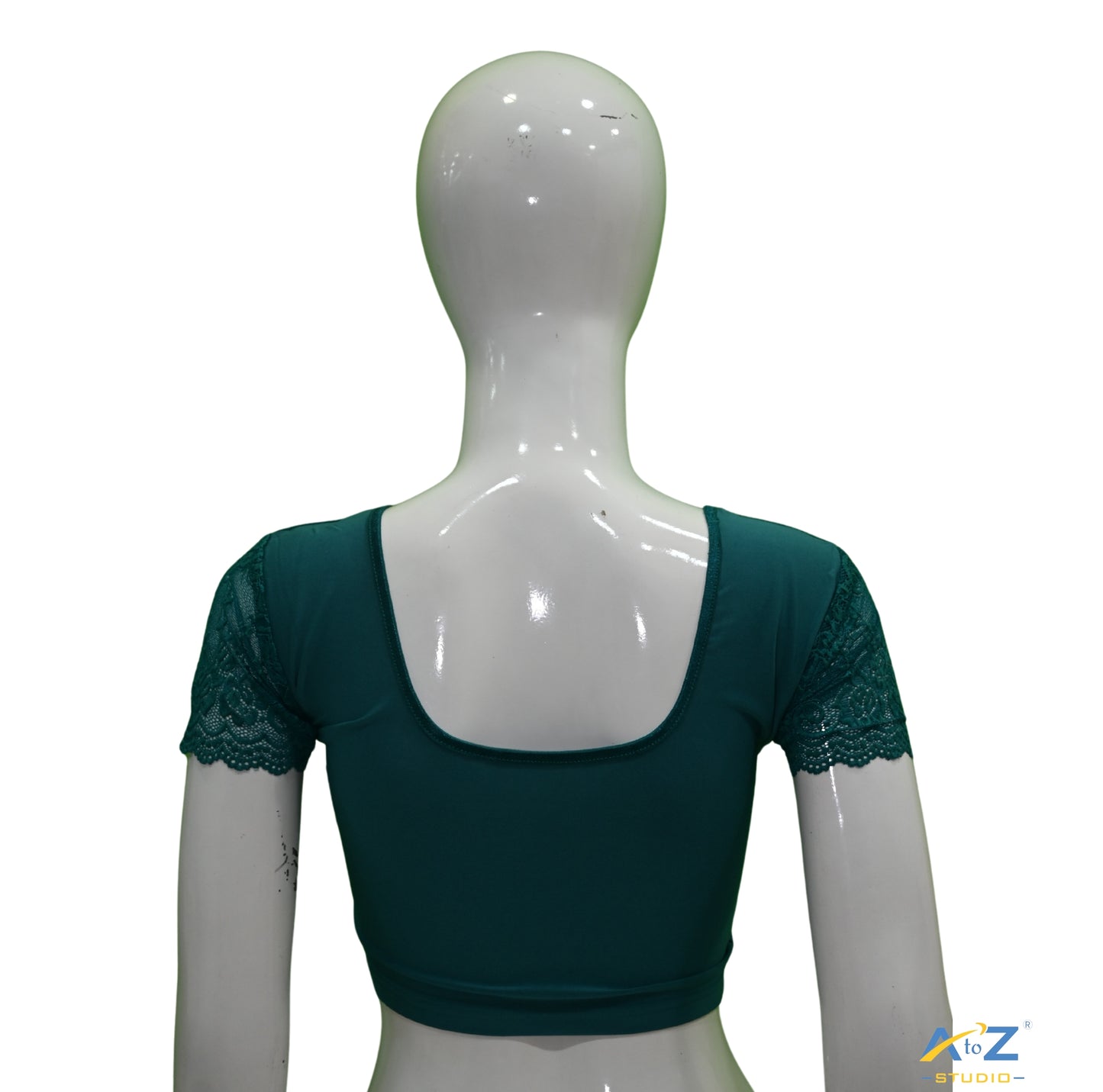 Rama Green Polyester Lycra Net Short Sleeves