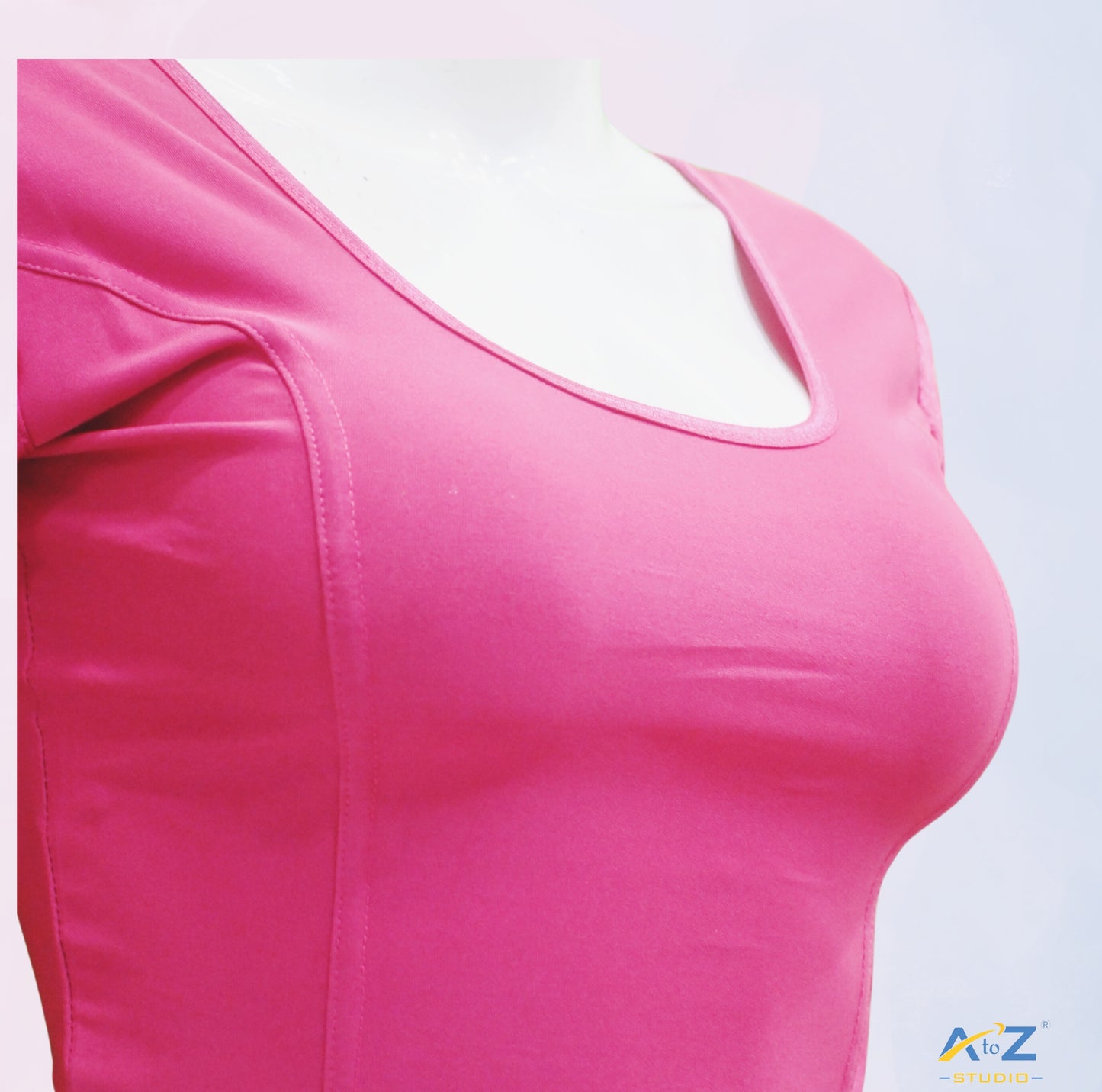 Pink Polyester Lycra Net Sleeve Flower Design