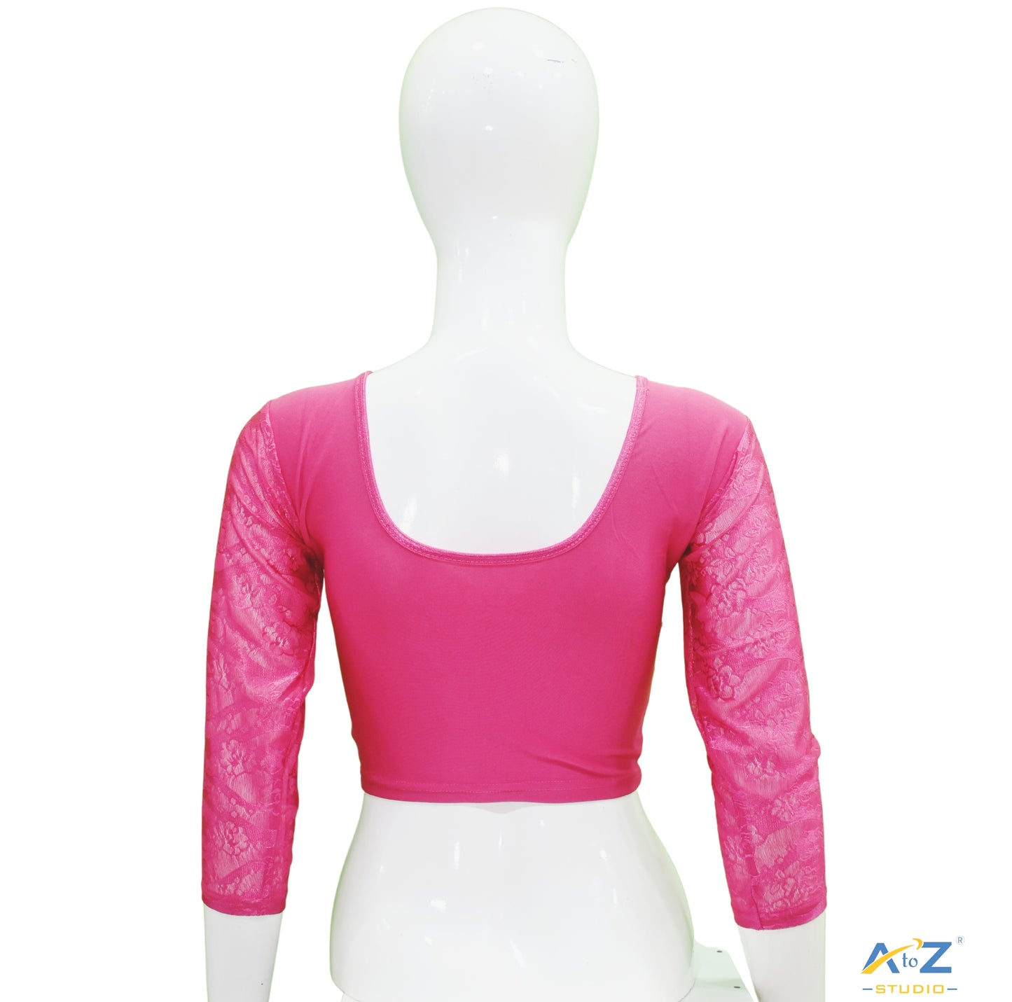 Pink Polyester Lycra Net Sleeve Flower Design