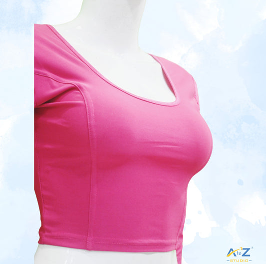 Pink Polyester Lycra Net Sleeve Flower Design