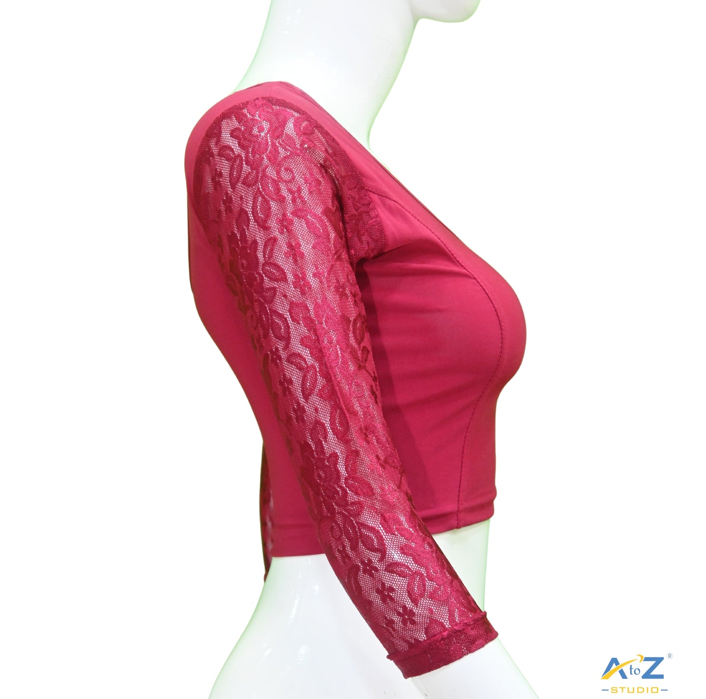 Rani  Polyester Lycra Net Sleeve Flower Design
