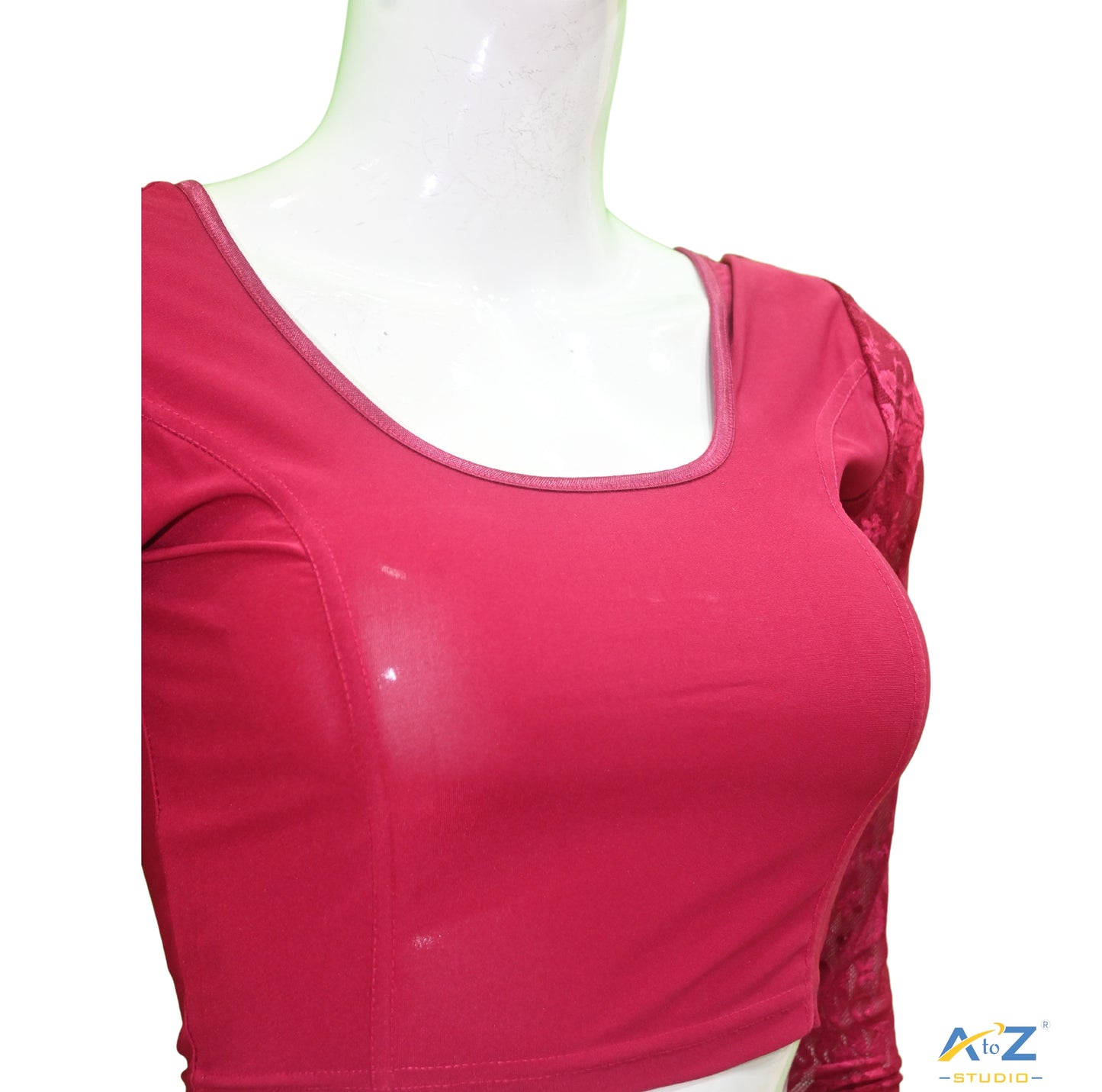 Rani  Polyester Lycra Net Sleeve Flower Design