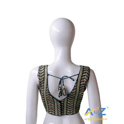 Bottle Green Sparkle Embroidered Blouse