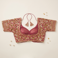 Onion Hand-Embroidered Sequin & Zardozi Sweetheart Blouse