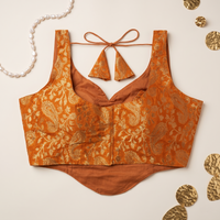 Mustard Gold Banarasi Brocade Sleeveless Corset Blouse