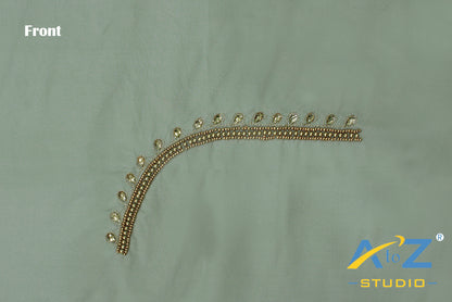 Silver Silk Blouse Piece With Aari Work