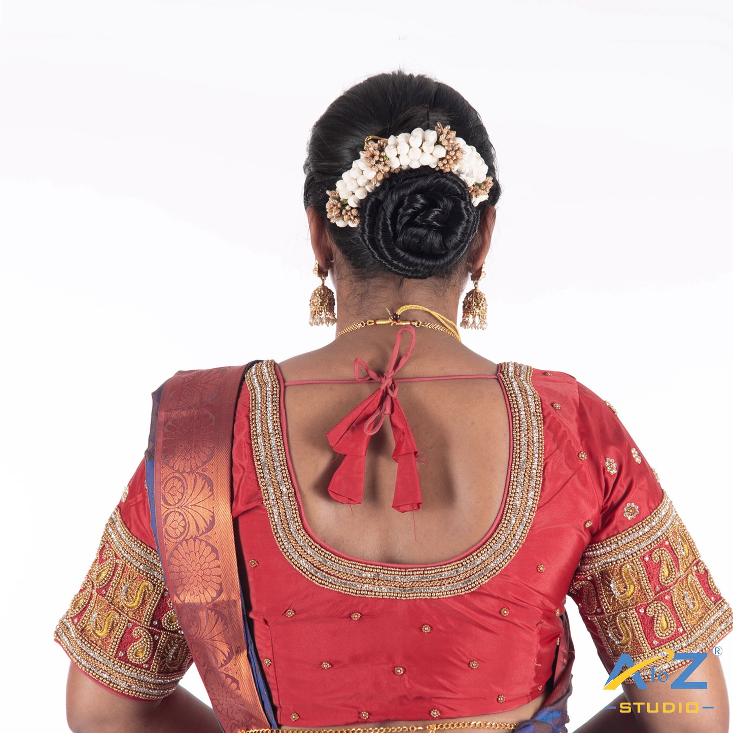 Punch Pink Silk Cloth Blouse with Small peacock and small mango in square box Design