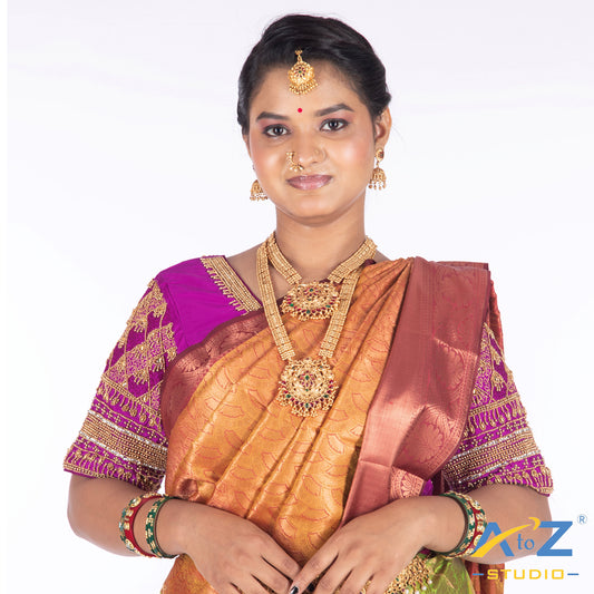 Luxury Purple Silk Cloth Blouse with Kite Design