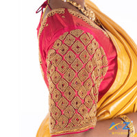 Jari pink Silk Cloth Blouse with Kite of chain Design