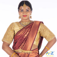 Ivory Silk Cloth Blouse with Small Peacock and square chain Design