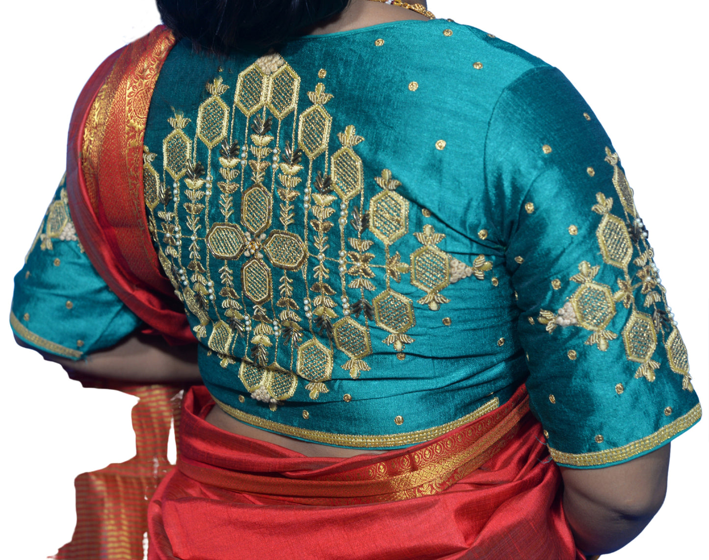 Rama Green Blouse with Floral & Geometric Embroidery