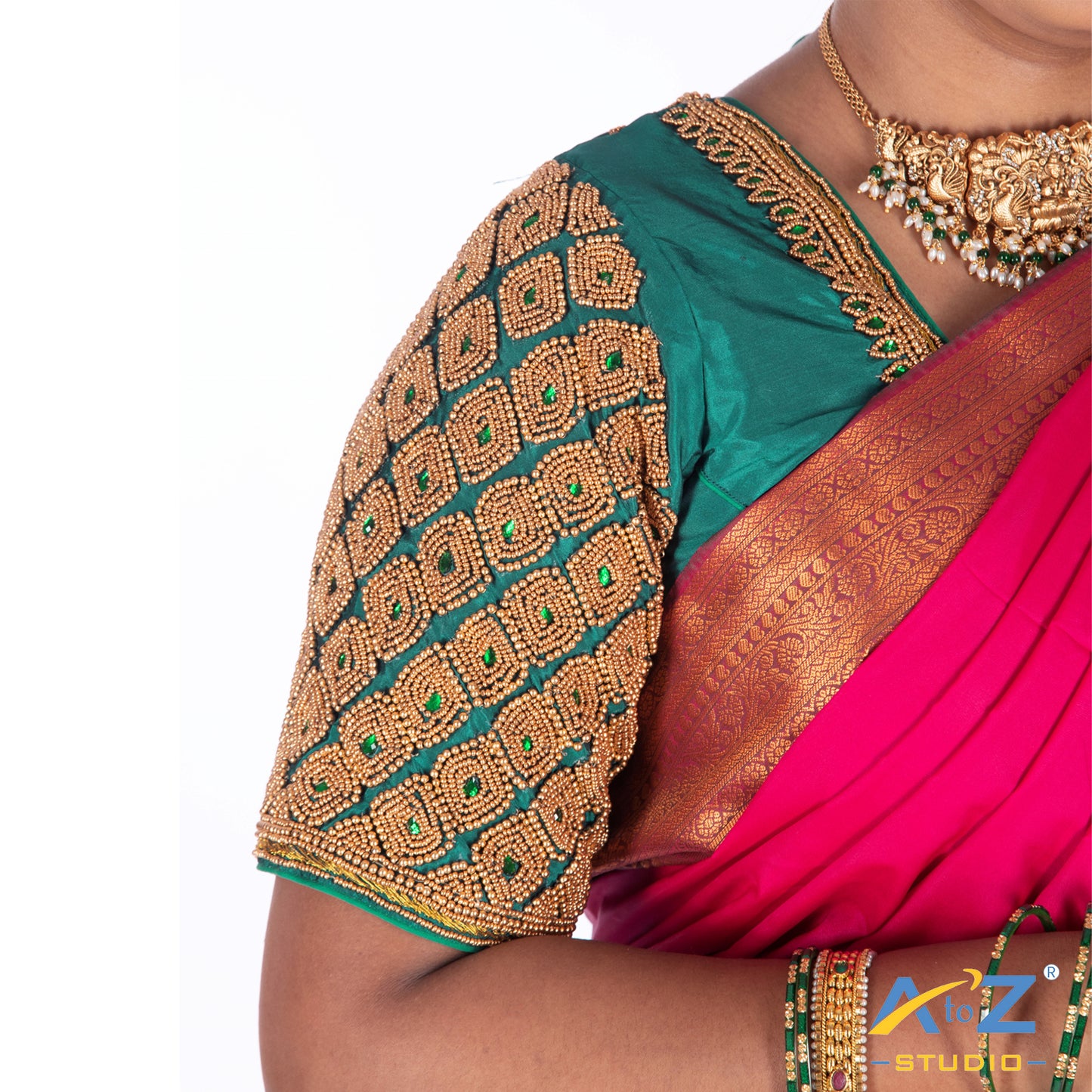 Rama Blue Silk Cloth Blouse with Kite of chain Design