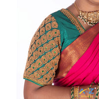 Rama Blue Silk Cloth Blouse with Kite of chain Design