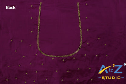 Plum Silk Blouse Piece With Aari Work