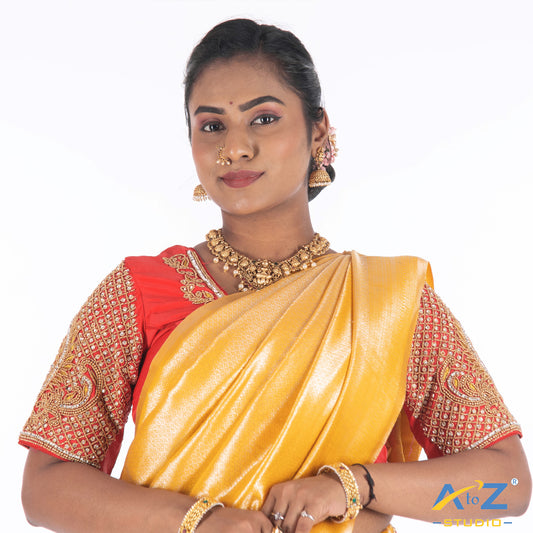 Magenta Pink Silk Cloth Blouse with Chain and kundan design Design