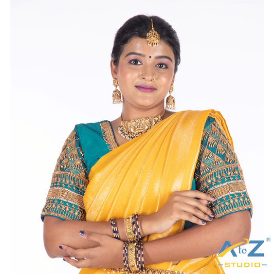 Dark Blue Silk Cloth Blouse with Kite Design