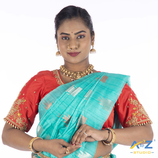 Light Red Silk Cloth Blouse with Deepa design Design