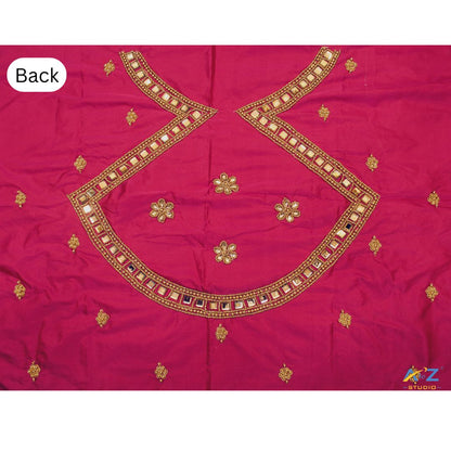 Jari Pink Silk Blouse Piece With Magam Work