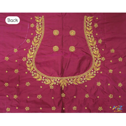 Sangria Silk Blouse Piece With Aari Work