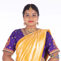 Purple Silk Cloth Blouse with Flower and leaf Design