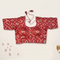 Rani Banaras Silk Brocade Blouse with Zari Geometric Butta