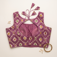 Onion Floral Jacquard Brocade Saree Blouse