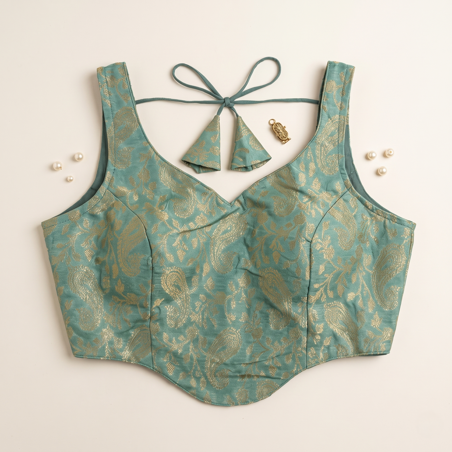 Pista Banarasi Brocade Sleeveless Corset Blouse