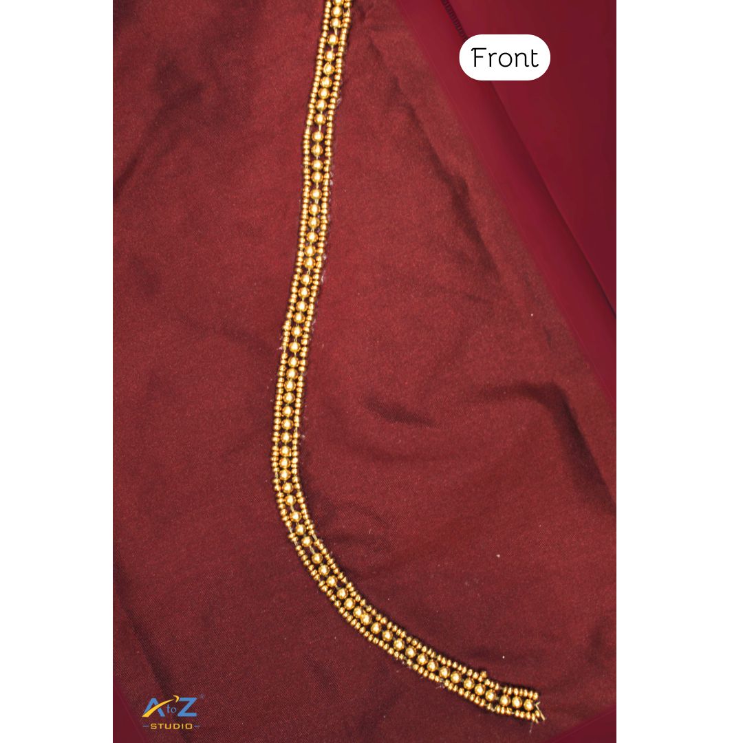 Dark Brick  Silk Blouse Piece With Aari Work