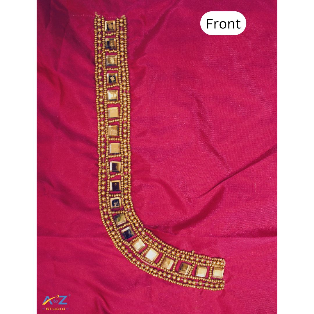 Jari Pink Silk Blouse Piece With Magam Work