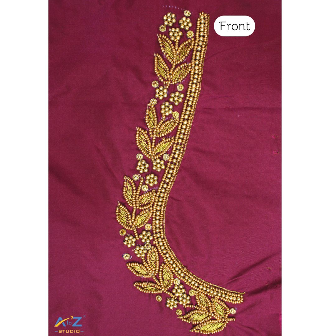 Sangria Silk Blouse Piece With Aari Work