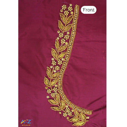 Sangria Silk Blouse Piece With Aari Work