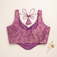 Plum Banarasi Brocade Sleeveless Corset Blouse
