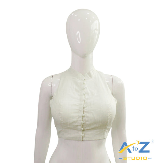 Classic White Sleeveless Blouse with Mandarin Collar