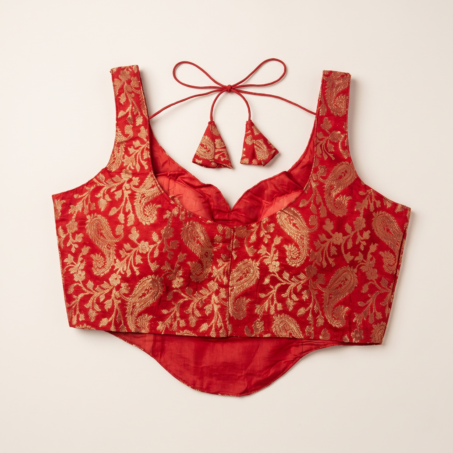 Red Banarasi Brocade Sleeveless Corset Blouse