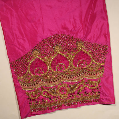 "Luxury Rani Silk Blouse Material with Bead Detailing"