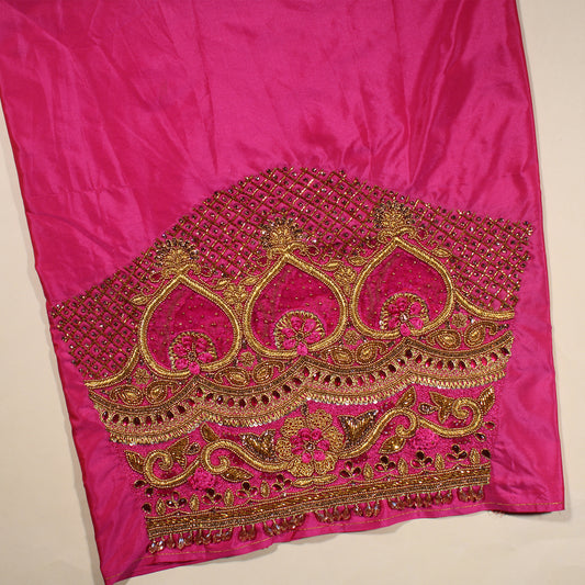 "Luxury Rani Silk Blouse Material with Bead Detailing"