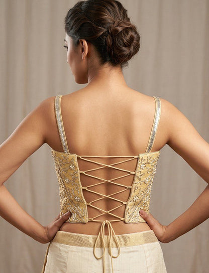 Gold Silver Embroidered Designer Corset Blouse