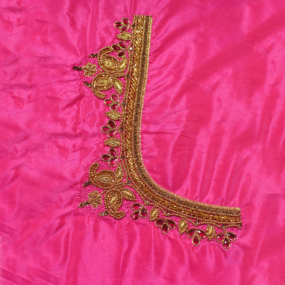 "Luxury Rani Silk Blouse Material with Bead Detailing"