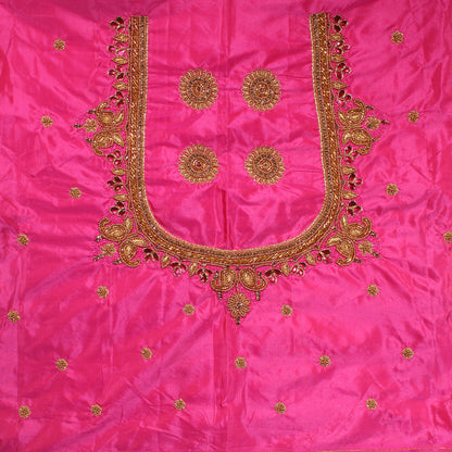 "Luxury Rani Silk Blouse Material with Bead Detailing"