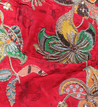 Red Velvet Floral Zardozi Blouse with Tassels