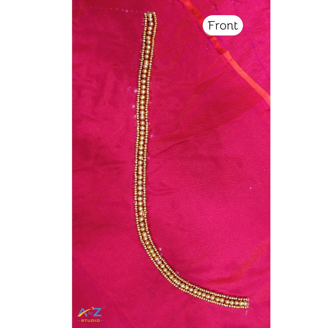 Magenta Silk Blouse Piece With Thread Work