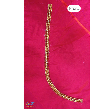 Magenta Silk Blouse Piece With Thread Work