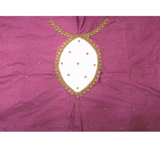 Onion Silk Blouse Piece With Aari Work