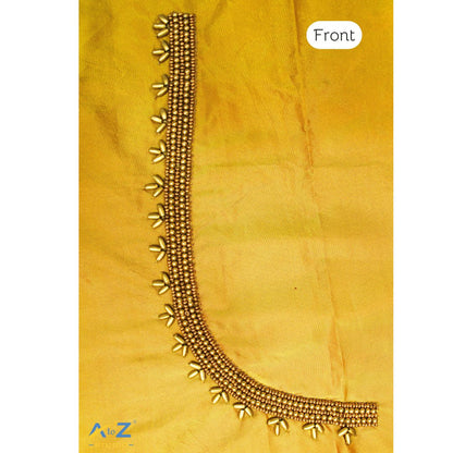 Yellow Silk Blouse Piece With Aari Work