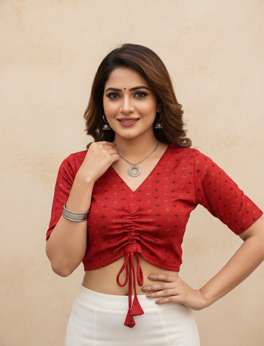 Red Crush Blouse with Foil Print