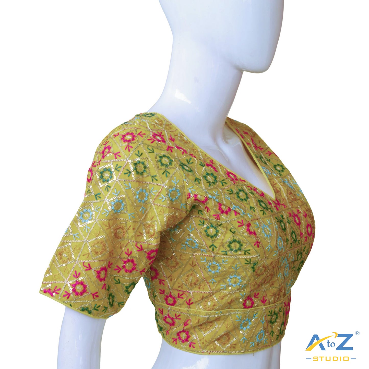 Hand-Embroidered Yellow Bridal Choli