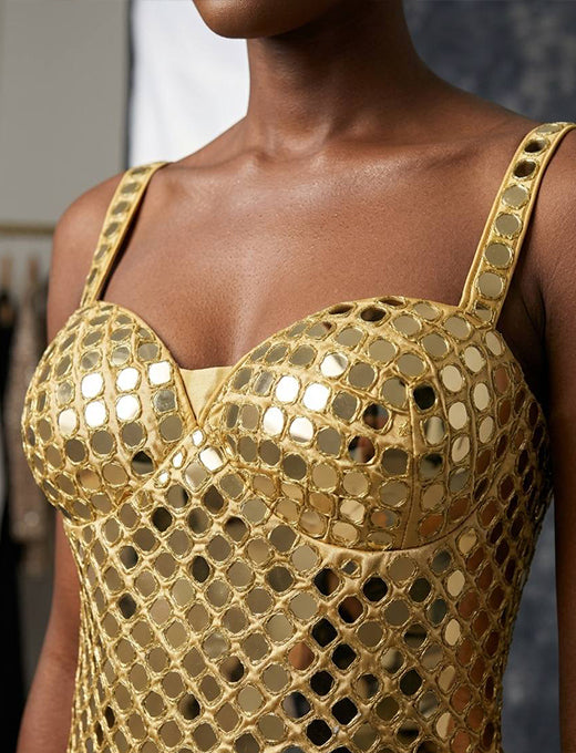 Gold Mirror Work Corset Blouse